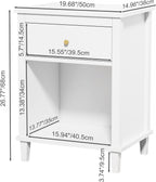Kids Nightstand with One Drawer, 26.77''H Wooden Toddler Night Stand for Girls Bedroom, End Table One Shelf for Living Room, Small Modern Kids Bedside Table, White