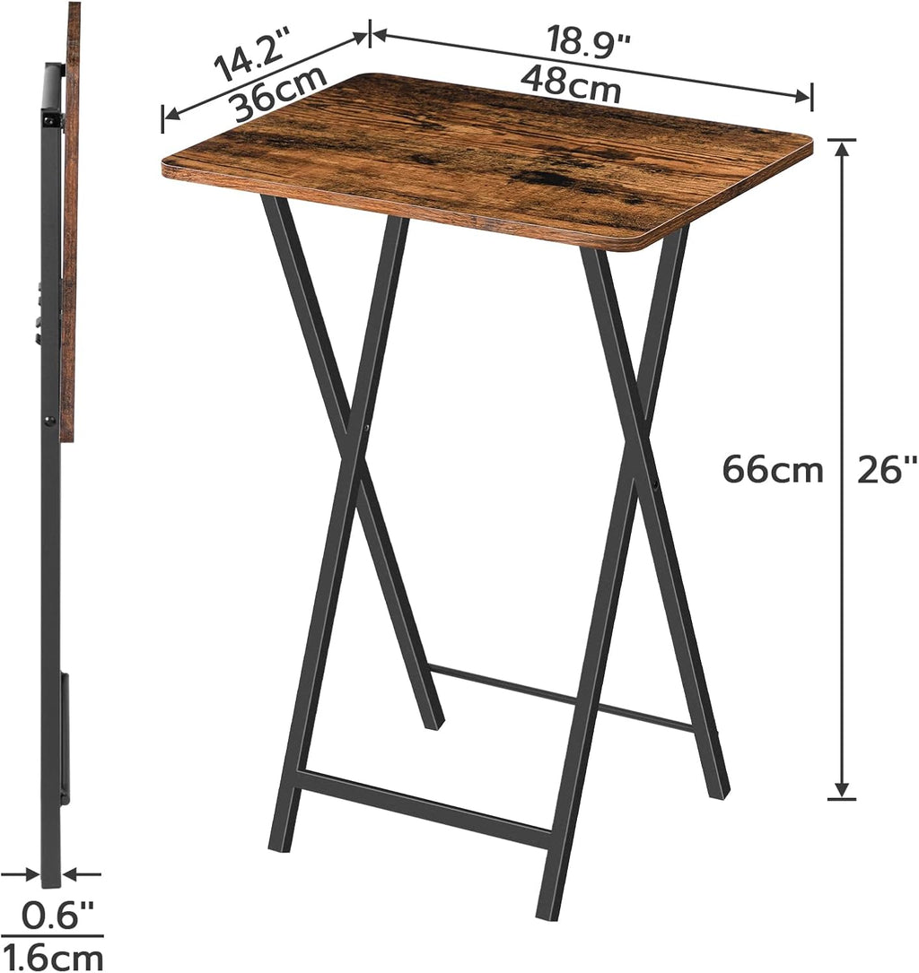 HOOBRO Folding TV Tray Table, TV Tray, Snack Table for Small Space, Dining Tray for Eating at Couch and Bed, Easy Assembly, Space Saving, Stable and Durable, Rustic Brown and Black BF20BZ01
