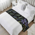 Purple Barrier Bed Runners for Queen Size Beds, Decorative Bed Throws for Foot of Beds, Luxury Bedding Protector Slipcover Vintage Abstract Art Botanical Leaves Bedrunners & Scarves for Hotel, 94"x20"