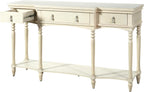 Christopher Knight Home Cally Wood Console Table with Drawers & Bottom Shelf, Narrow Entryway Table with Turned Roman Legs, Traditional Rectangular Wall Table for Living Room Study Hallway, White