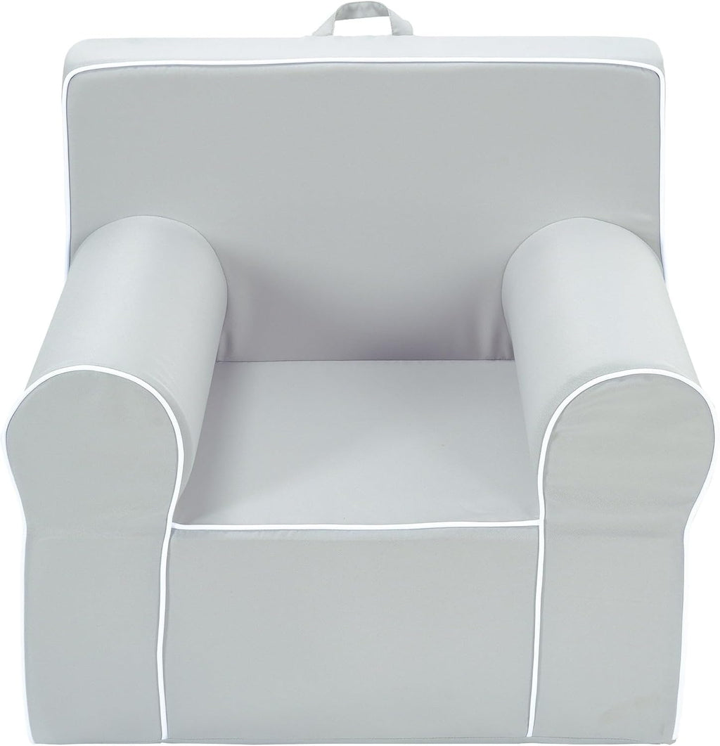 Heritage Kids Grey Everywhere Foam Armchair with Carry Handle and Removable Cover,25"x21"x22",Ages 3+