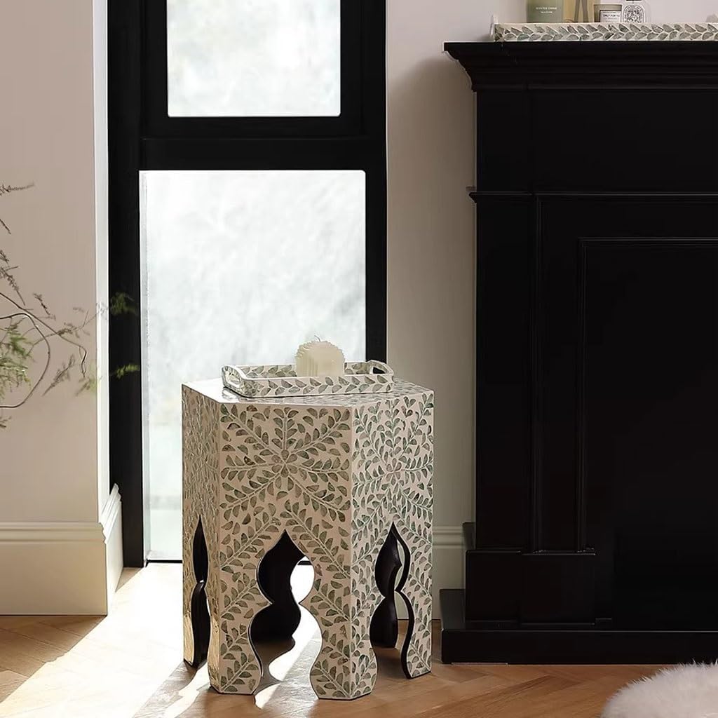 ENGENDER Couch Side Table Home Sofa Next to Living Room Art Small Coffee Table Shell Corner Tray Narrow End