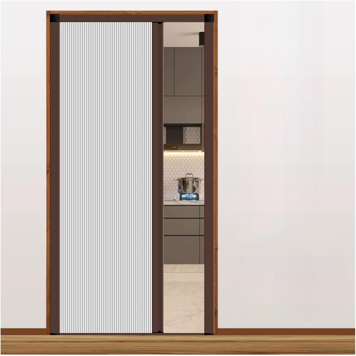 Honeycomb Folding Door Interior Accordion Door，Blackout Thermal Noise Reduce，with Aluminum Frame and Blackout Cellular Fabric(White,32X80IN)