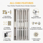 Sliding Folding Door for Room Divider with Acrylic Panels(WxH 58x80in/147.3x203in)