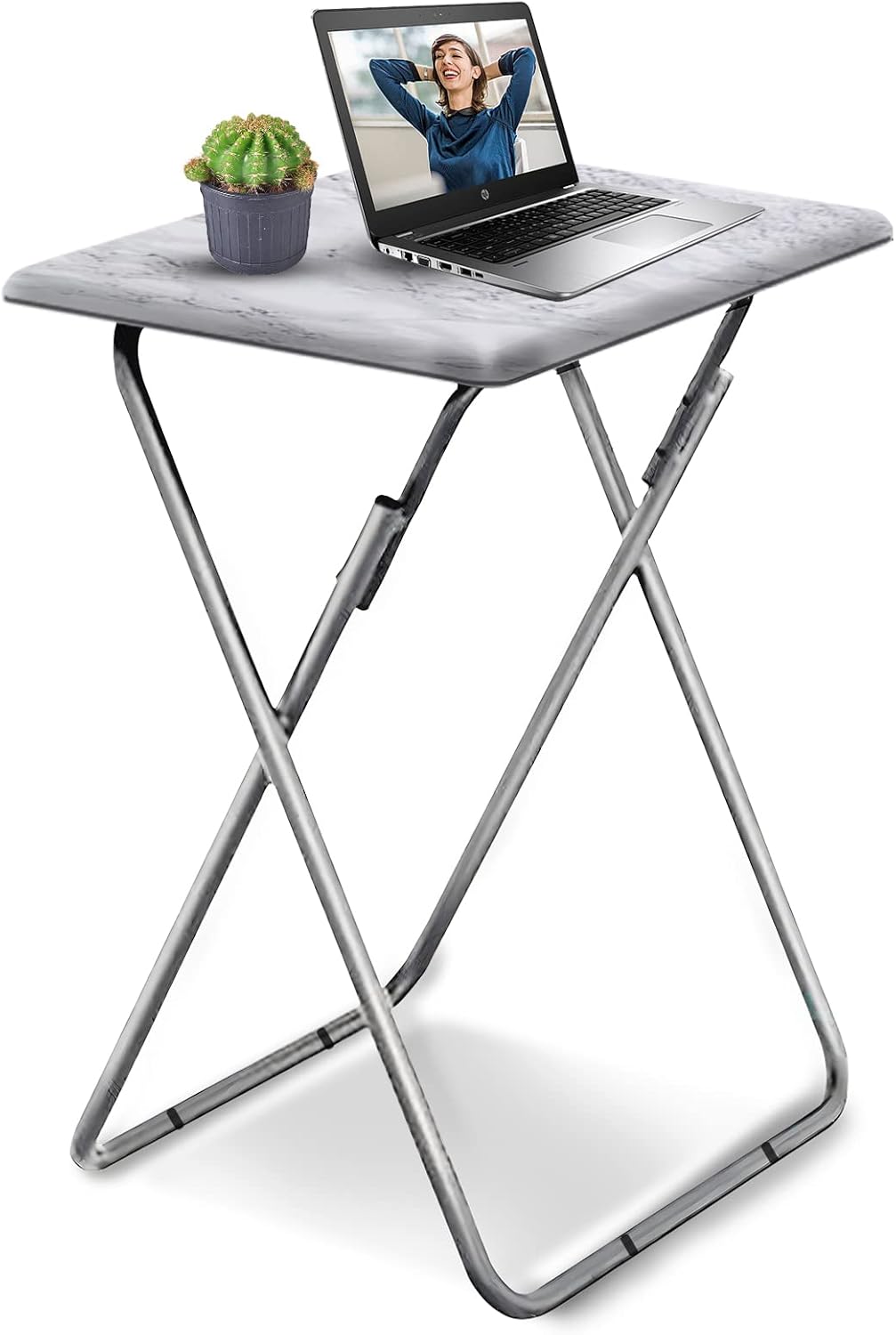 Garden 4 you Tv Trays, Folding Tray Table, Dinner Tray Table with No Assembly Required&Sturdy, Foldable Snack Eating Trays Table for Living Room, 15 x 18.9 x 26 in(White Marble,1PC)