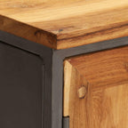 Brown and Grey Recycled Teak and Steel Medium Sideboard with Two Spacious Compartments for Living Room and Dining Room Storage