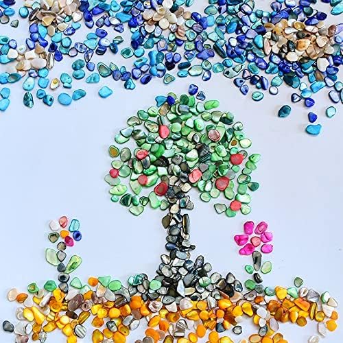 QICQDRAM Crushed Shells for Crafts About 1LB (405g/14.28oz) Small Natural Crushed Shells Bulk for Crafts DIY Beaching Wedding Decoration Vase Fillers (Light Blue)
