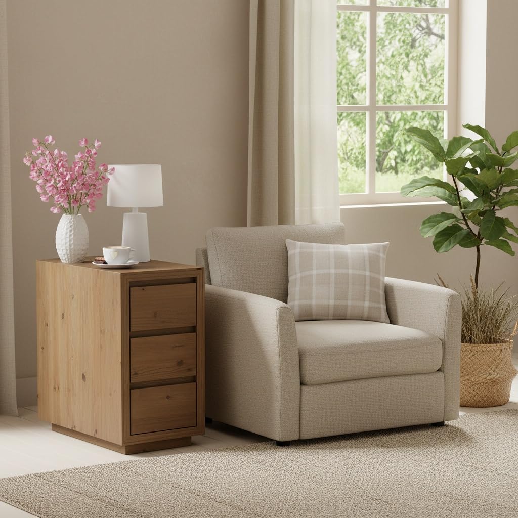 LITTLE TREE 2-Pack Solid Wood 3-Drawer Nightstand, 23.62" H Bedside Table with Storage, No Assembly Wooden Side Table for Bedroom, Living Room & Sofa Side