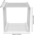 Square Geometry Side Table - Linear Metal End Table with 264 Lbs Capacity, Retro Iron Multi-Purpose Storage Shelf for Bedroom, Living Room as Nightstand, Sofa Side Table, Modern Accent Table (Sliver)