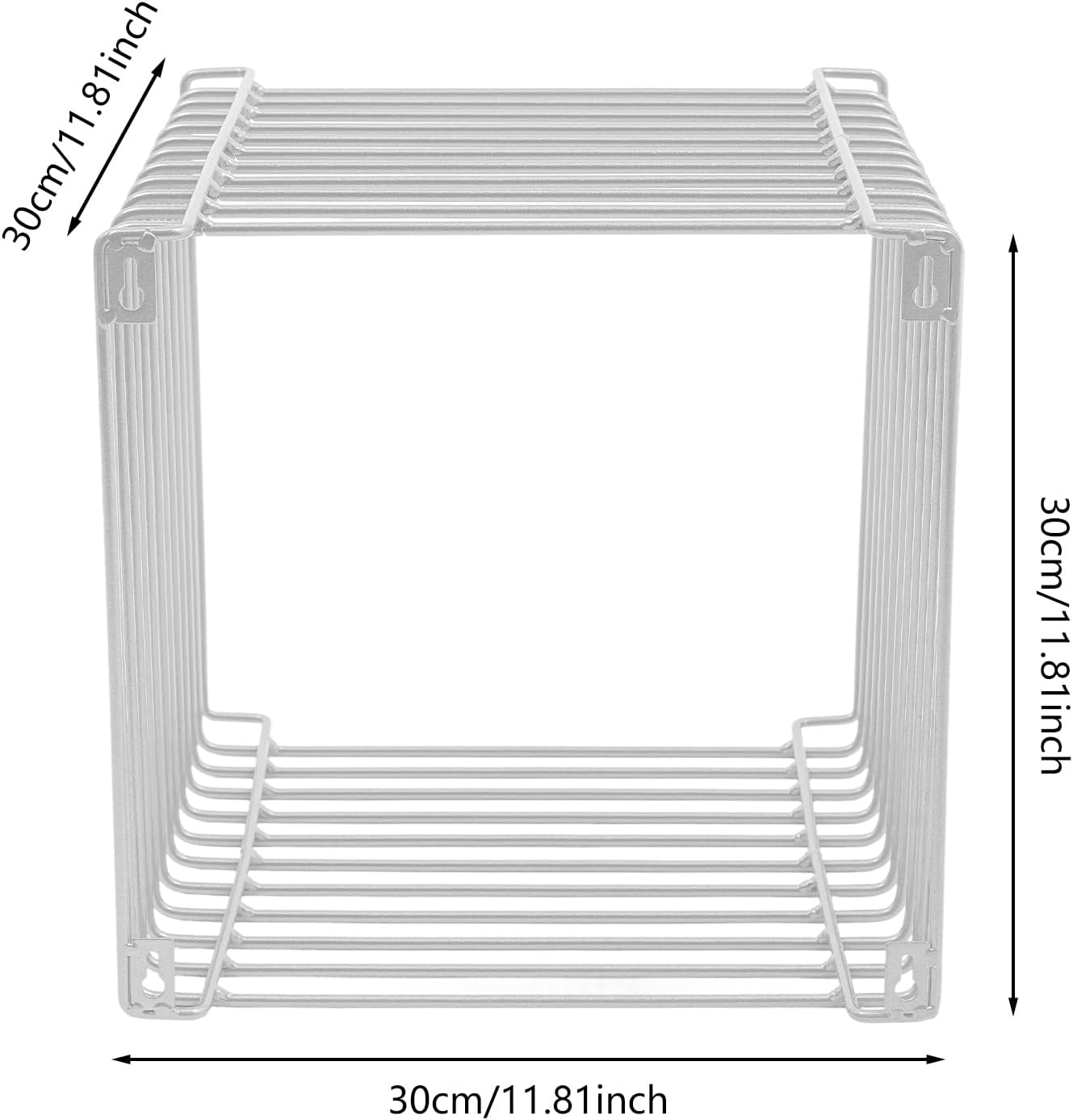Square Geometric Side Table, 11.8 Inch Vintage Metal End Table Silver, 265 lbs Load Capacity, Minimalist Modern Accent Table for Living Room, Bedroom, Sofa, Office & Nightstand
