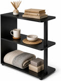3-Tier Narrow End Table, Industrial Slim Side Table for Small Spaces, Sofa Couch Table Accent Nightstand with Storage Shelves for Living Room, Bedroom, 22.5" L x 10" W x 21.5" H, Black