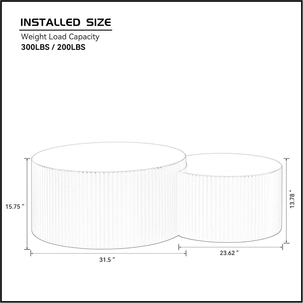Black Nesting Table Set of 2 Round and Half Moon Shapes,No Need Assembly
