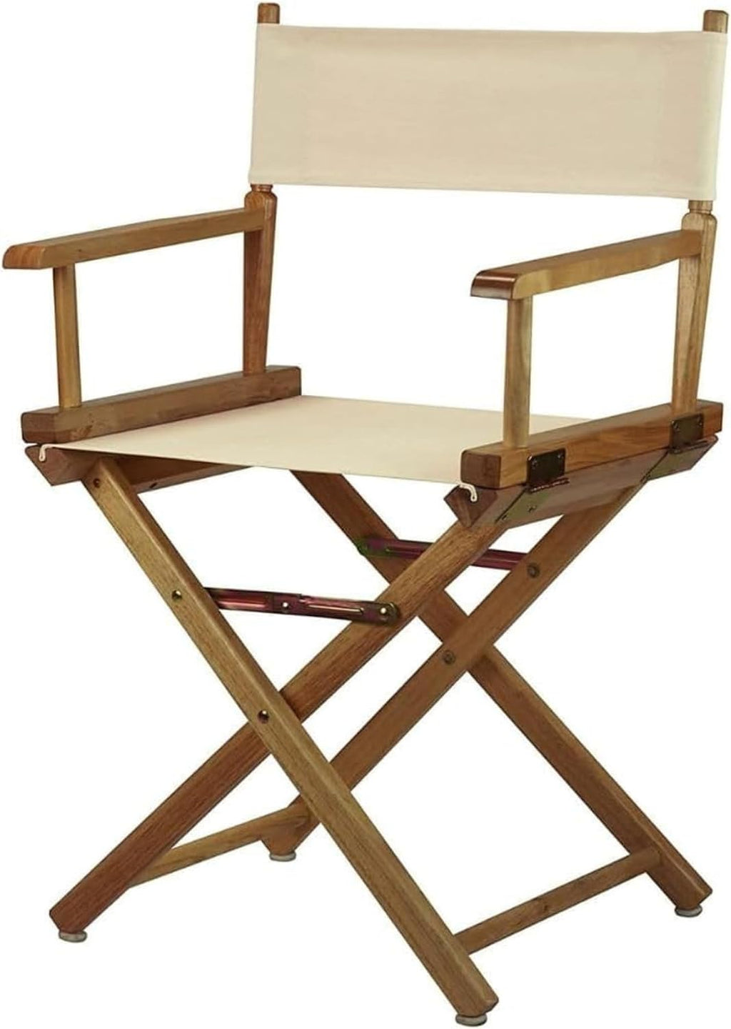 18-inch Folding Directors Chair Solid Wood Wheat Canvas Built in Armrests Portable Lightweight Natural Finish Space Saving Design for Indoor Outdoor Camping Events Home Office and Patio Use