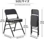KAIHAOWIN Folding Chairs with Ultra Thick Padded Seat Foldable Chair Indoor Comfortable Metal Chairs with Soft Cushion Black