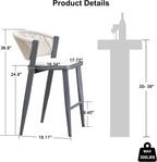 PURPLE LEAF Counter Height Bar Stool Set of 2 Patio Bar Stools Bar Height Stools Contemporary Wicker Barstools for Garden Lawn Grey Island Chair