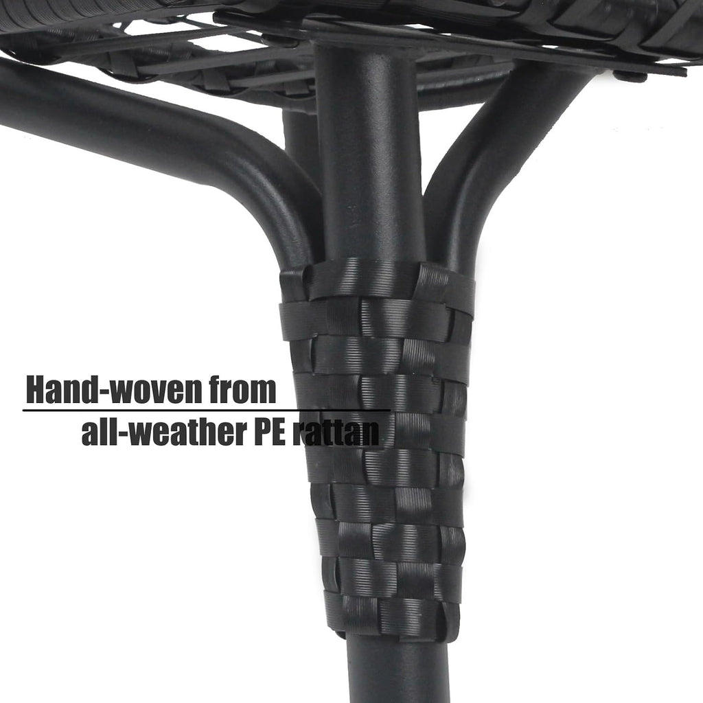 Indoor Egg Chair Wicker, 8-Inch Deep Cushion, 400lbs Capacity, Rust-Resistant Frame Balcony Chairs(Black+Gray)