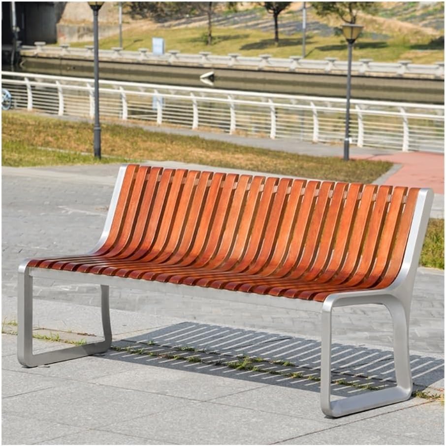 Outdoor Bench, Wood Backrest Park Bench, 2-Person Outdoor Leisure Seating for Park & Residential Garden Bench(180cm)