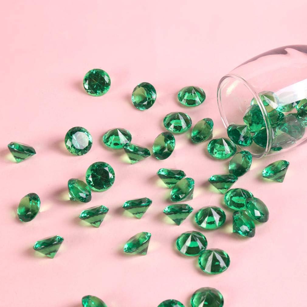 Blue Feather Products, Inc. 20mm Acrylic Color Faux Round Diamond Crystals Treasure Gems for Table Scatters, Vase Fillers, Event, Wedding, Arts & Crafts (100 pcs) (Emerald Green)