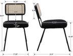 Rattan Woven Back Dining Chairs Set of 4, Black Sherpa Upholstered Kitchen Dining Room Chairs with Metal Legs
