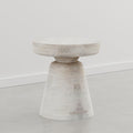 SIMPLIHOME Robbie Accent Table - 16 inch Wide Solid Mango Wood End Table in Distressed Aged White, Boho Contemporary Rustic Side Table for Living Room or Bedroom with Multipurpose Function, Assembled
