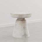 SIMPLIHOME Robbie Accent Table - 16 inch Wide Solid Mango Wood End Table in Distressed Aged White, Boho Contemporary Rustic Side Table for Living Room or Bedroom with Multipurpose Function, Assembled