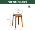 Oak Stackable Stool, Small Plant Stand, Round Wooden Stool for Dining Room, Living Room, Entryway, Classroom, School, 15.4" x 15.4" x 16.7”, Natural
