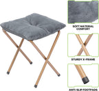 Magshion Folding Saucer Chair for Adults with Ottoman, Circle Reading Chair for Bedroom, Living Room & Dorm, Furry Comfy Accent Seat with Metal Leg & Thick Padded for Small Spaces (Grey, 2 Pack)