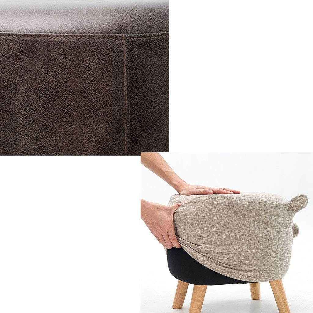 Solid Wood Animal Leather Stool Ottoman Creative & Cute Stool for Kids Toy Chest Chair for Children Solid Wood Footstool 4 Legs (Elephant)