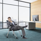 Folding Ergonomic Office Chair with Wheels and Padded Leather Seat
