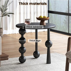Creative Design Small Coffee Table Wood Round Side Table Retro Style 3-Legged Stable Practical End Table for Living Room Home Lightweight(Black)