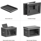 Homsorout Storage Bins with Lids - Fabric Storage Boxe with Window, Collapsible Closet Organizers with Handles, 3 Pack Decorative Bin, Home Cubes Baskets for Clothes, Hat, Books, Dark Grey