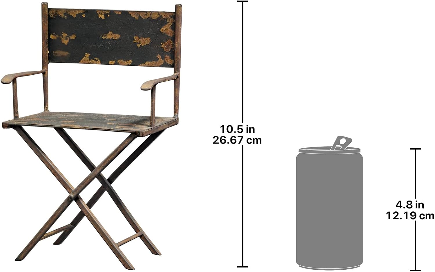 Design Toscano Hollywood Movie Director's Chair Home Theater Decor Statue, 10 Inch, Metalware, Rust