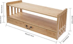 Meditation Table, 3-Tier Bamboo Altar Floor Tables for Spiritual, Puja Table with Drawer for Prayers, Worship or Bamboo Furniture for Displaying Plants and Books
