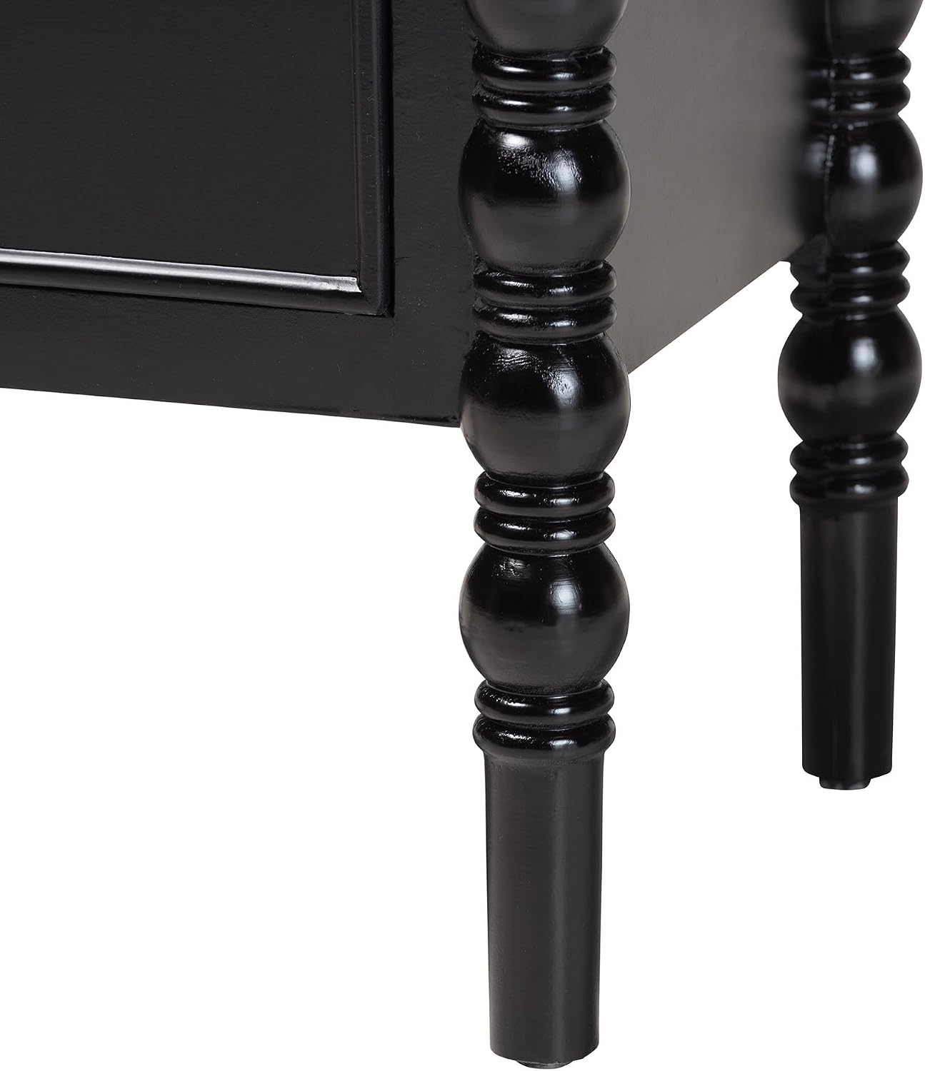 Baxton Studio Malinda Classic Black Wood 3-Drawer End Table with Spindle Legs