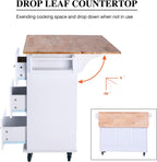 PHI VILLA Kitchen Island Cart on Wheels - Mobile Kitchen Island with Drop Leaf, Rolling Kitchen Table with Storage
