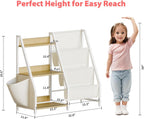 LATIBELL 3 Tier Kids Bookshelf and Toy Storage, Kids Bookcase Book Sling Shelf, Montessori Baby Toddler Bookshelf, Toy Storage Organizer, for Playroom, Bedroom, Nursery (Burlywood)