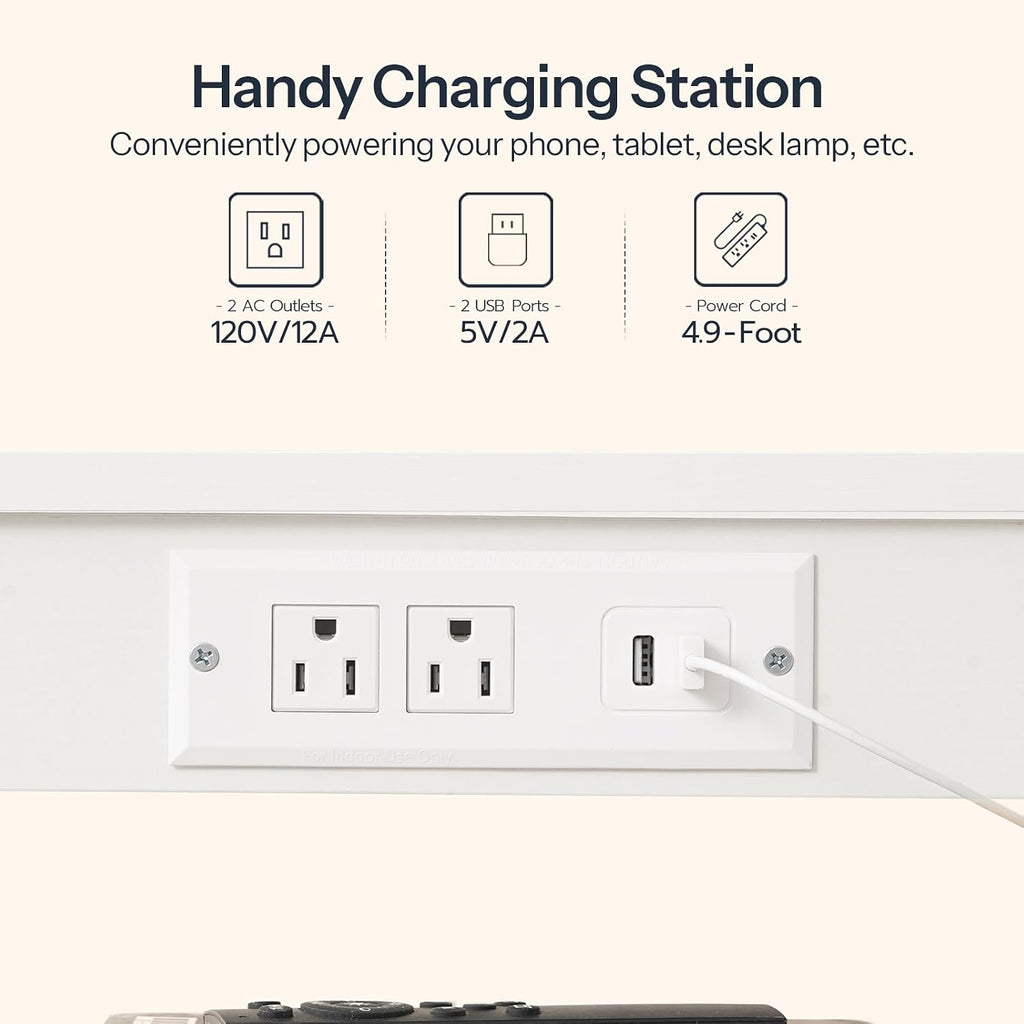 HOOBRO Side Tables Set of 2 with Charging Station and USB Port, Small End Tables for Small Space, 3-Tier Nightstands with Adjustable Shelf, for Living Room, Bedroom, White WW112BZP201