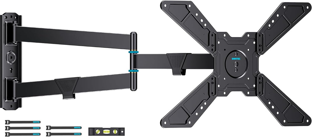 BONTEC Full Motion Corner TV Wall Mount for 31-75 Inch TVs, 33 in Long Arm Wall Mount Bracket, Swivel and Tilt with Landscape to Portrait Rotation, Holds 110 lbs, Heavy Duty Steel, Max VESA 600x400 mm