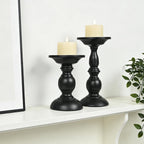 Earl Diamond Matte Black Pillar Candle Holders Set of 2, Vintage Iron Candle Holder for Table Centerpiece, Fireplace Decor, Dining and Living Room Decoration, Applicable to Pillar Candles