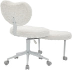 Artificial Rabbit Hair Meditation Chair Plus, Cross Legged Chair with Wheels, ADHD Chair, Criss Cross Desk Chair with Lumbar Support and Adjustable Stool, Flexible Design for Fidgety Sitters, Beige