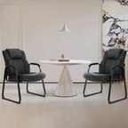 CLATINA Big and Tall 500 lbs Waiting Chair, Leather Guest Reception Chairs with Sled Base and Padded Arm Rest for Waiting Room Office Home and Meeting Conference-Black