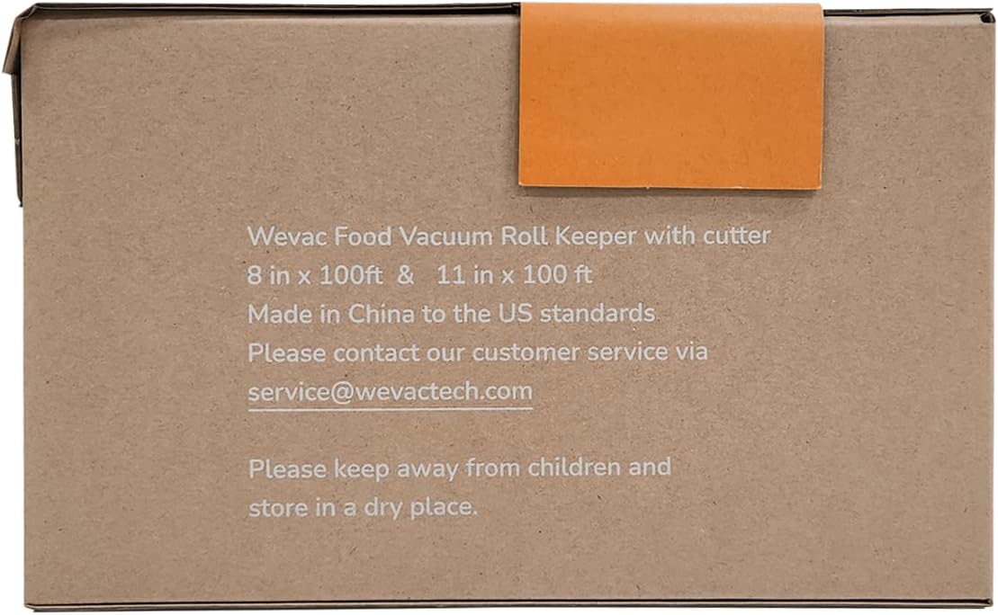 Wevac 8''x100' & 11''x100' 2 Rolls Food Vacuum Seal Roll Keeper with Cutter, Ideal Vacuum Sealer Bags for Food Saver, BPA Free, Commercial Grade, Great for Storage, Meal prep and Sous Vide (Pack of 2)