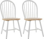 Windsor Dining Chairs Spindle Kitchen Chairs Set of 2, Countryside Solid Wood Kitchen Chairs for Dining Room/Living Room/Home Office/Reception, White, Round Back