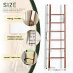 Decorative Foldable Wooden Blanket Ladder, 6-Tier Pine Wood Quilt Ladder 68" — Easy Assembly, Anti-Slip, Farmhouse Decor Rack Stand for Living Room, Bedroom Bathroom (Brown)