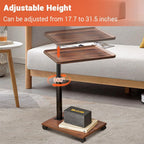 C Table End Table Adjustable Height for Couch, 360°Swivel TV Tray Table, Couch Tables That Slide Under for Eating on Couch, Bedroom or Livingroom Laptop-Table for Couch Side Desk with Wheels