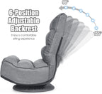 Giantex 360 Degree Swivel Floor Chair, Folding Floor Gaming Chair with 6 Positions Adjustable, Lazy Sofa Lounge Chair w/Tufted Back Support, Video Gaming Chair for Reading TV Watching (Gray)