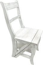 Carolina Chair & Table Antique Folding Library Ladder Chair - Convertible 2-in-1 Chair, Foldable Ladder Seat with Storage Shelf - Multifunctional Furniture for Bedroom, Dining (Antique White)