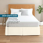 19 Inch Bed Skirt Dust Ruffle Queen Size - Single Fabric Construction Box Pleated, 600 Thread Count Luxury Bed Skirt Ivory Solid