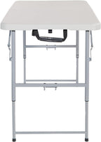 Office Star Resin Multipurpose Rectangle Table, 4-Feet Long, Height Adjustable, Center Folding Table, Light Gray