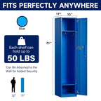 Yizosh Metal Locker with 1 Doors, Tall Steel Storage Lockers for Employees - 71" Locker Storage Cabinets for School, Gym, Home, Office, Garage (Blue)